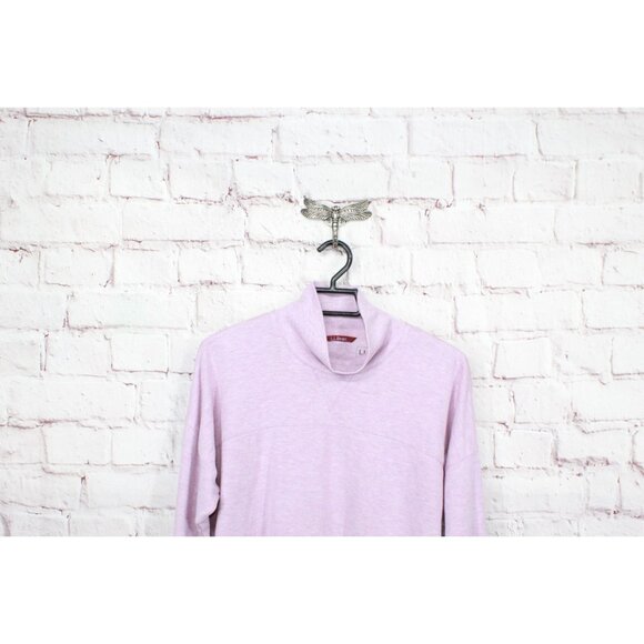 LL Bean SoftFlex Mockneck Pullover Light Mauve Heather Size M - Picture 2 of 9